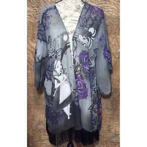 Disney Alice in Wonderland Kimono XL Mad Tea Party Sheer Whimsigoth Duster